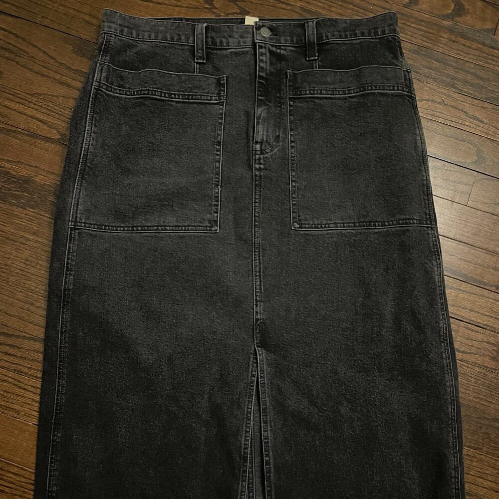 Madewell Stretch Denim Slit Straight Midi Skirt  Cadman Wash